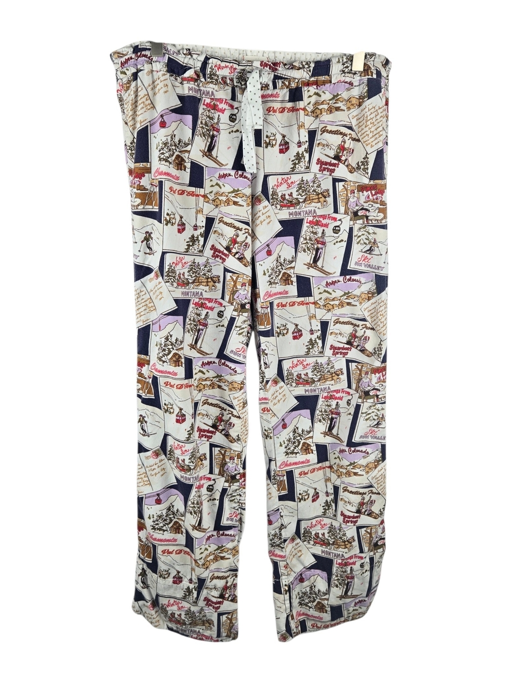 Vintage Y2K J Crew Ski Lodge Print Flannel Pajama Pants Size Small